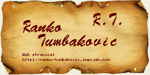 Ranko Tumbaković vizit kartica